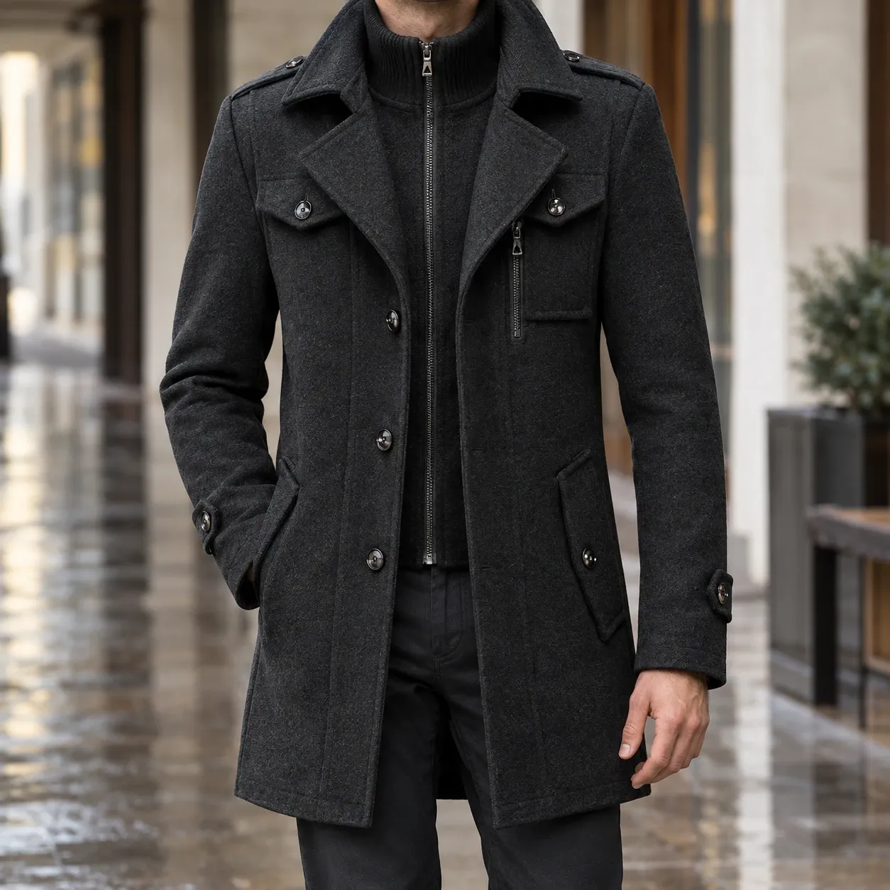 Caspian-Dean Wool Coat — source gallery photograph 1